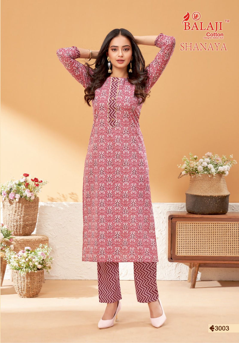 Balaji Cotton Shanaya Vol 3 Cotton Print Fancy Tie Pattern Kurti With Bottom Pair