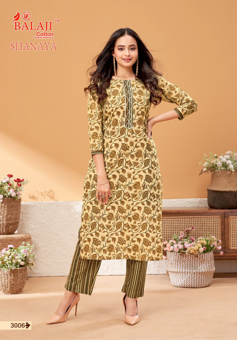 Balaji Cotton Shanaya Vol 3 Cotton Print Fancy Tie Pattern Kurti With Bottom Pair