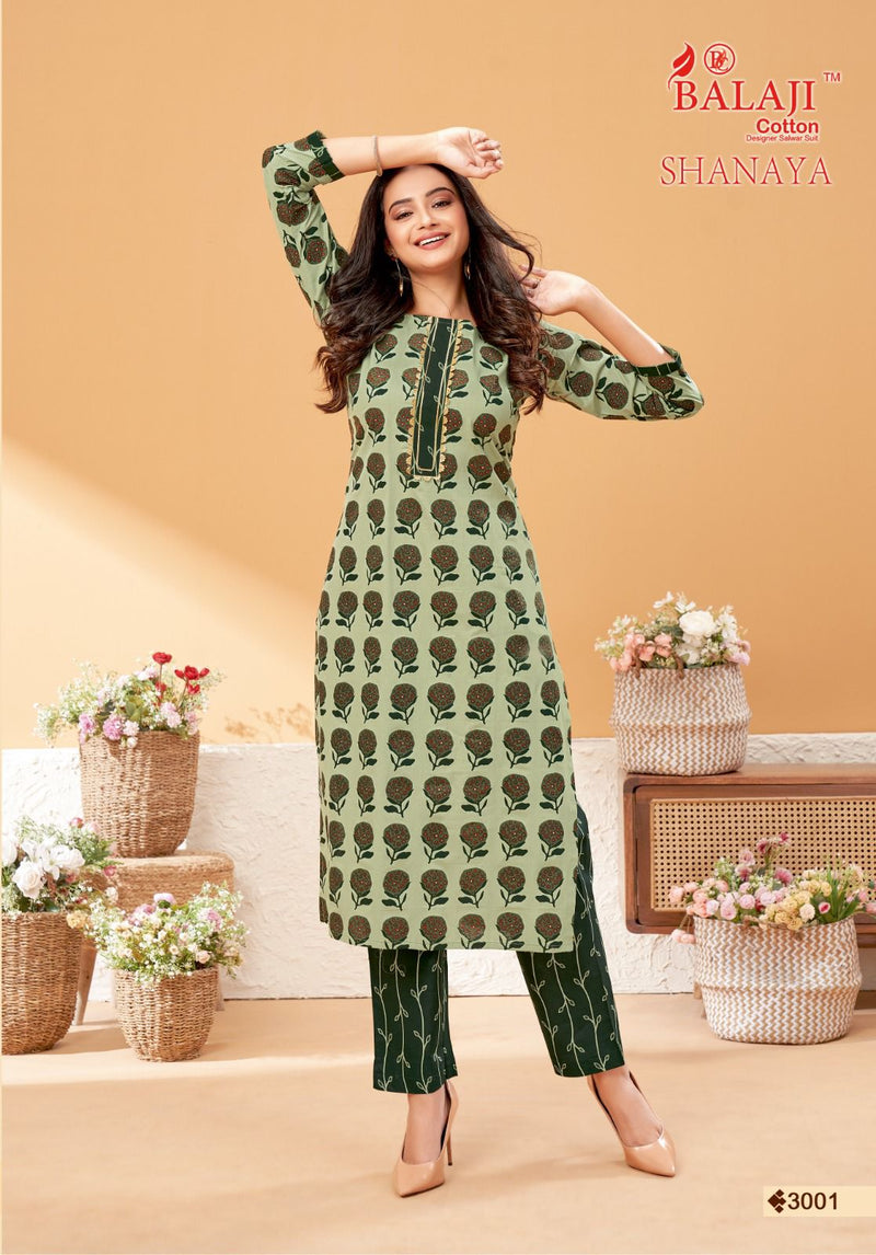 Balaji Cotton Shanaya Vol 3 Cotton Print Fancy Tie Pattern Kurti With Bottom Pair