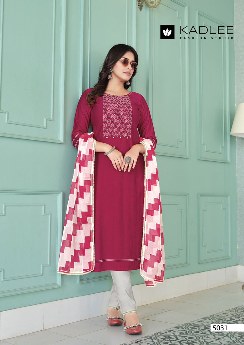Kadlee Fashion Shanaya Vol 6 Rayon Fancy Hand Work Designer Kurti Combo Set
