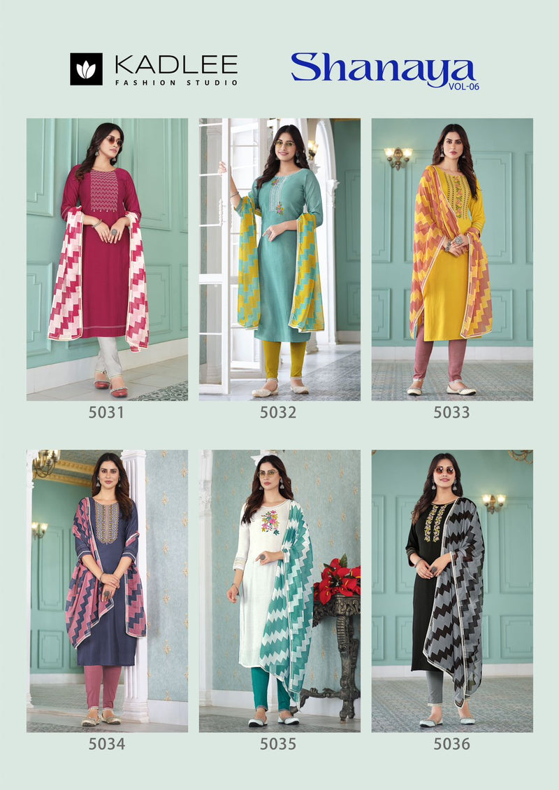Kadlee Fashion Shanaya Vol 6 Rayon Fancy Hand Work Designer Kurti Combo Set