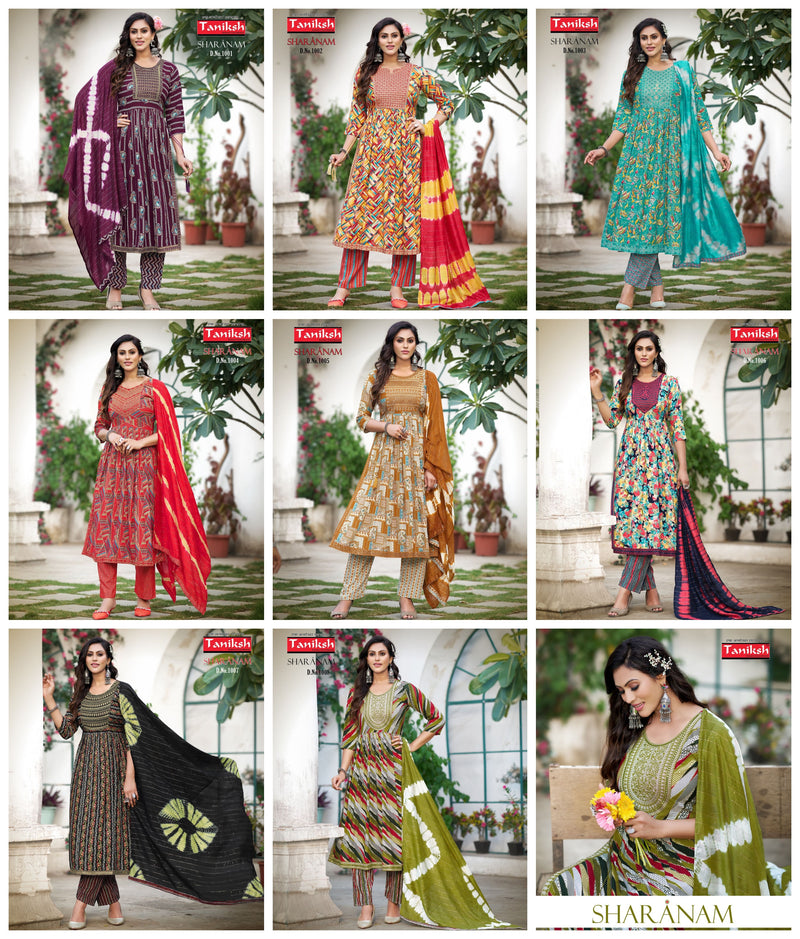 Taniksh Sharnam Vol 1 Rayon With Embroidery Work Fancy Kurtis