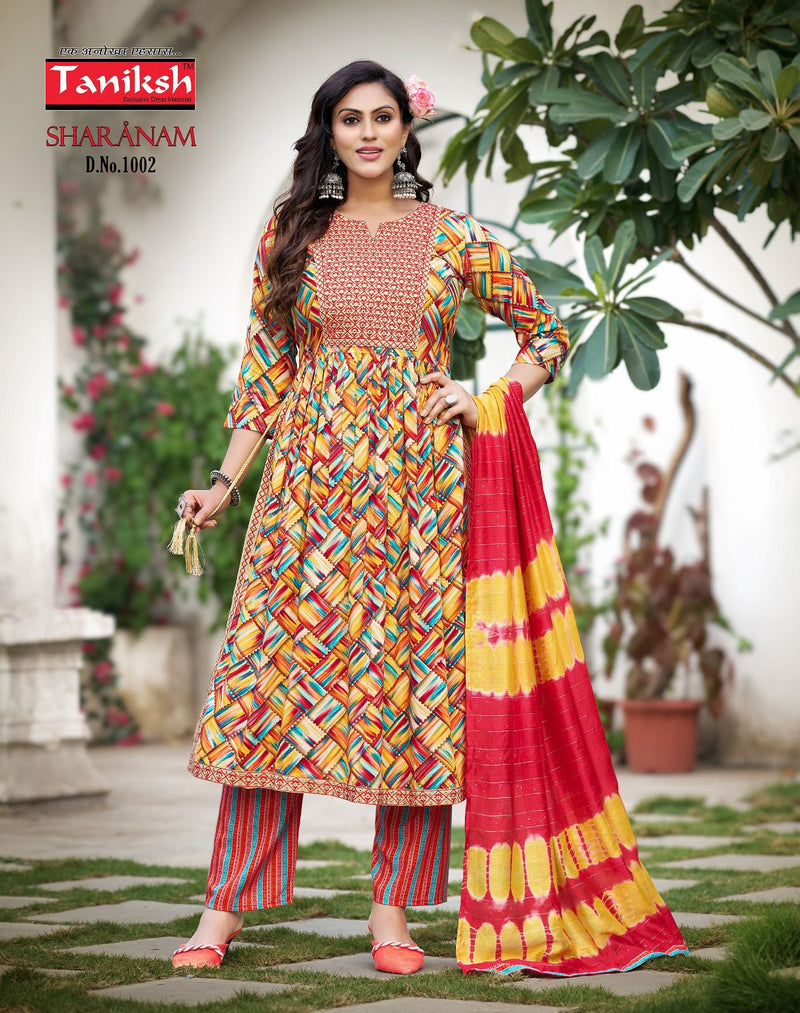Taniksh Sharnam Vol 1 Rayon With Embroidery Work Fancy Kurtis