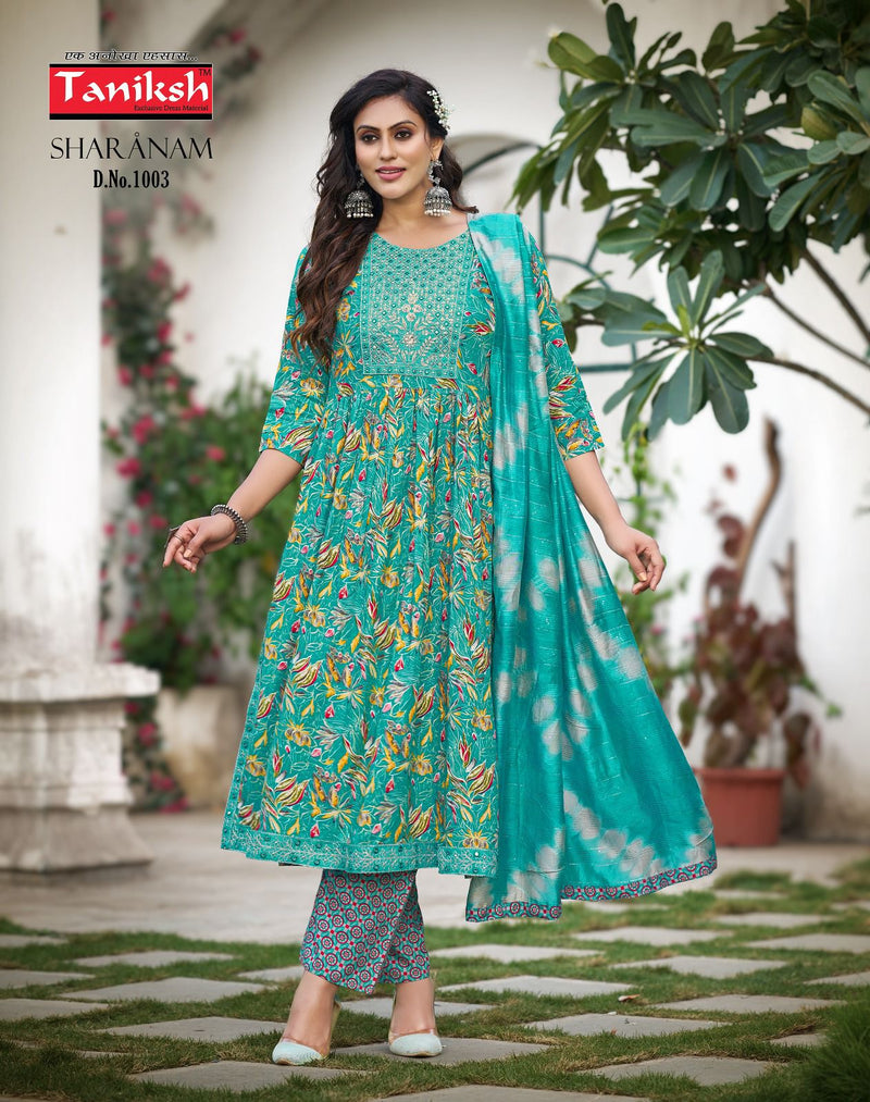 Taniksh Sharnam Vol 1 Rayon With Embroidery Work Fancy Kurtis