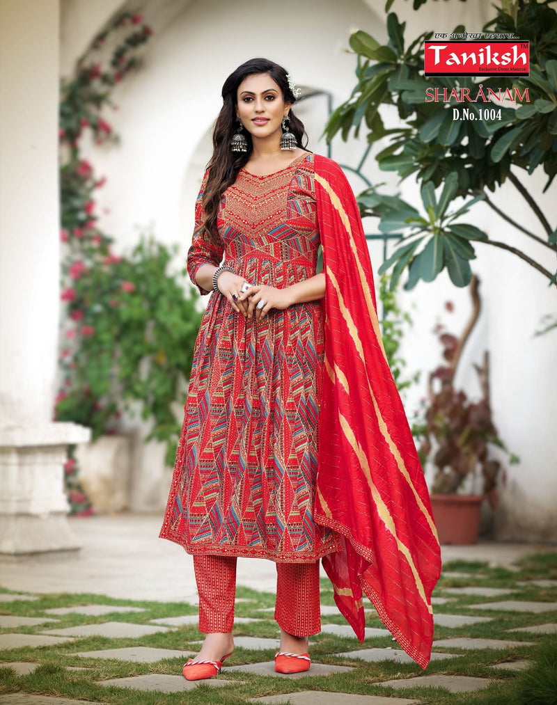 Taniksh Sharnam Vol 1 Rayon With Embroidery Work Fancy Kurtis