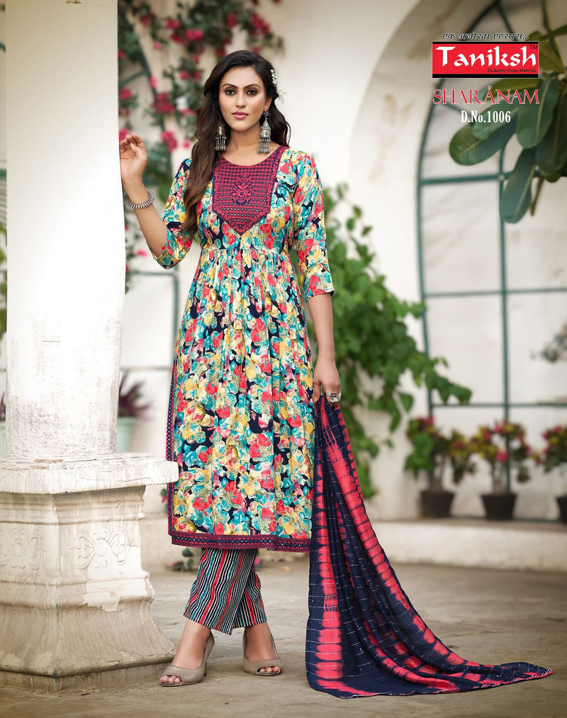 Taniksh Sharnam Vol 1 Rayon With Embroidery Work Fancy Kurtis