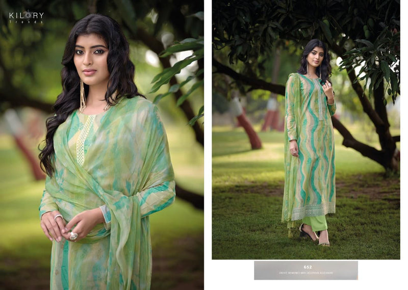 Kilory Trends Sharon Lawn Cotton Digital Print With Fancy Embroidery Work Suits