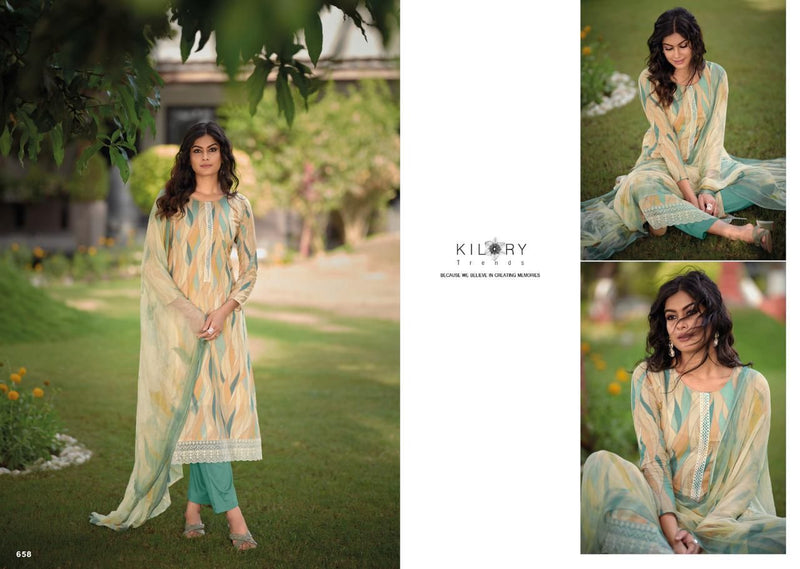 Kilory Trends Sharon Lawn Cotton Digital Print With Fancy Embroidery Work Suits