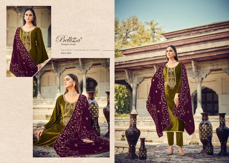 Belliza Designer Studio Shehnaaz Velvet With Heavy Embroidery Work Suits