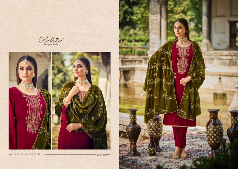 Belliza Designer Studio Shehnaaz Velvet With Heavy Embroidery Work Suits