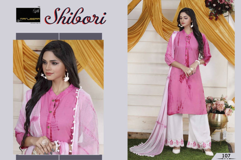 Manjeera Fashion Shibori Printed Rayon Kurti With Plazzo & Dupatta Set