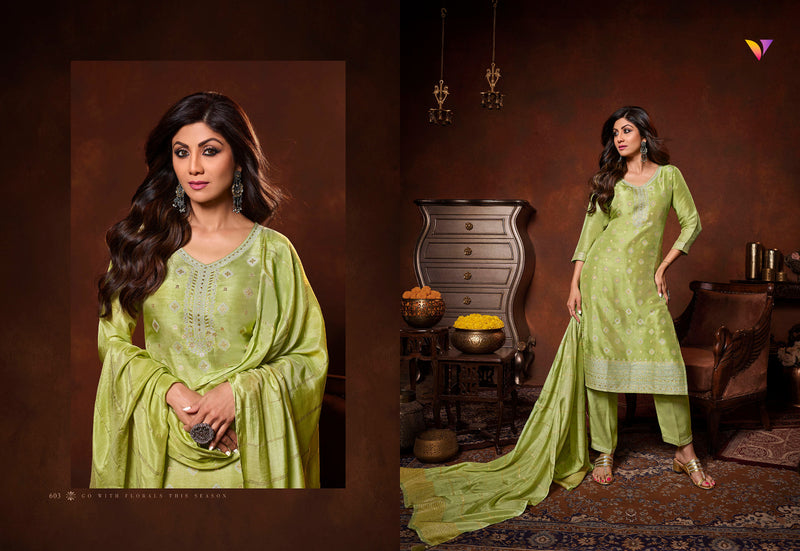 Vatsam Shilpa Vol 6 Viscose Dola Jacquard Fancy Thered Work Designer Ready Made Suits