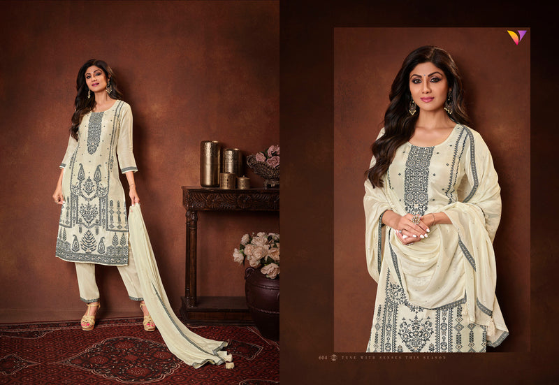 Vatsam Shilpa Vol 6 Viscose Dola Jacquard Fancy Thered Work Designer Ready Made Suits