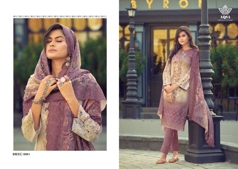 Aqsa Shiyahi Digital Print Silk With Embroidery Designer Fancy Suits