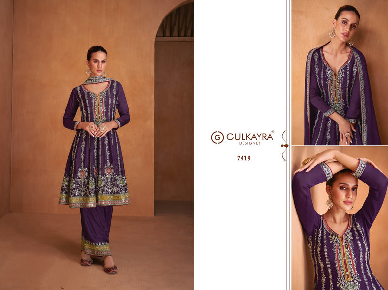 Gulkayra Designer Shysha Chinon With Heavy Embroidery Designer Suits