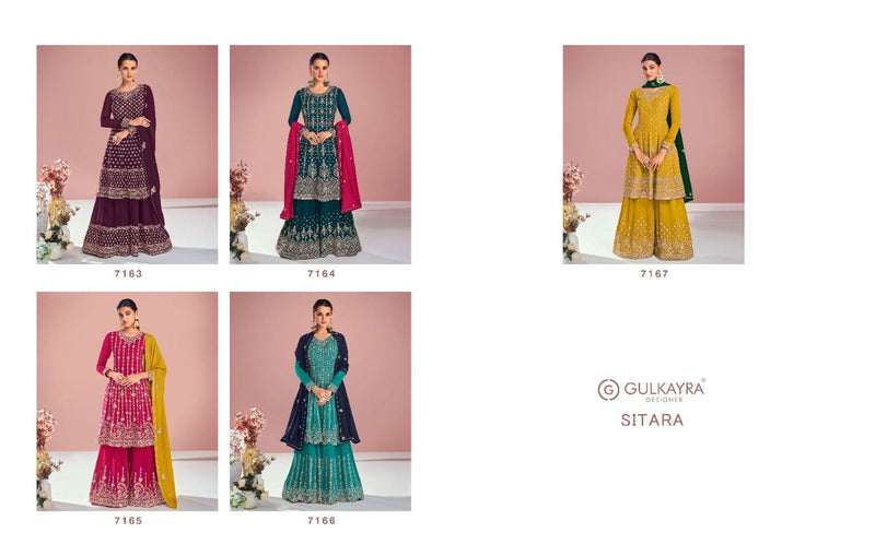 Gulkayra Designer Sitara Georgette Heavy Embroidery Fancy Designer Partywear Kurti