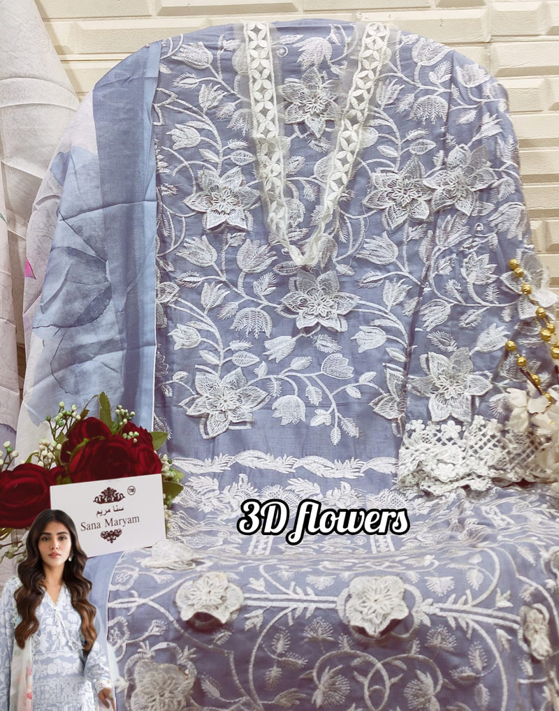 Sana Maryam SM 161 Cotton With Self  Embroidery Fancy Salwar Kameez
