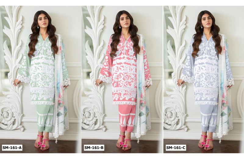 Sana Maryam SM 161 Cotton With Self  Embroidery Fancy Salwar Kameez