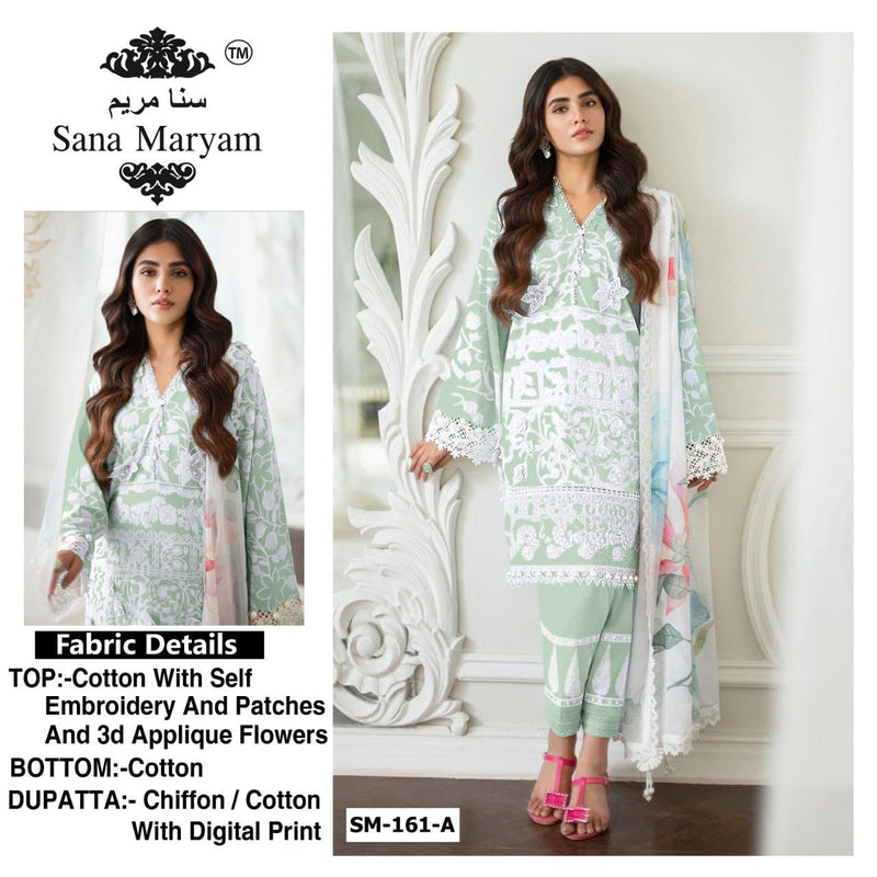 Sana Maryam SM 161 Cotton With Self  Embroidery Fancy Salwar Kameez