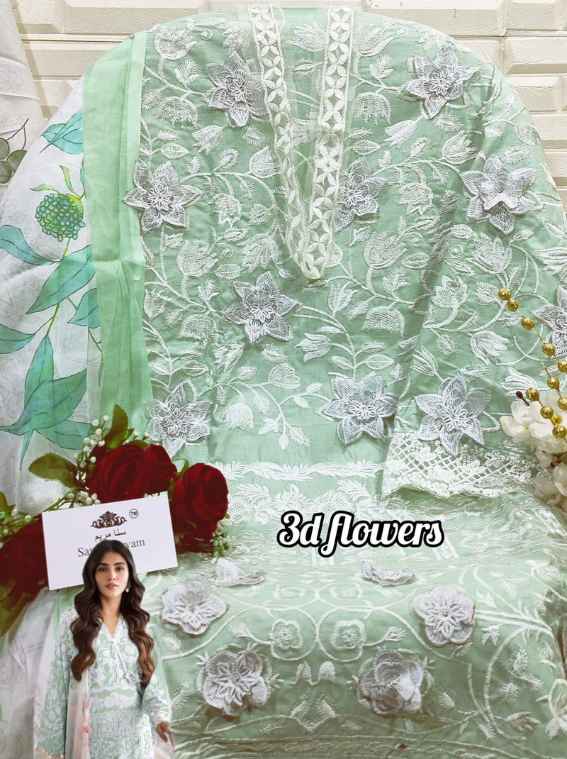 Sana Maryam SM 161 Cotton With Self  Embroidery Fancy Salwar Kameez