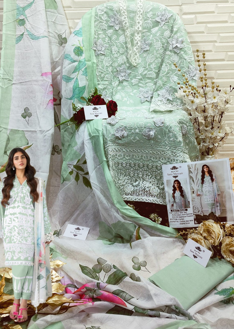 Sana Maryam SM 161 Cotton With Self  Embroidery Fancy Salwar Kameez