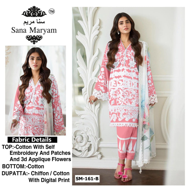 Sana Maryam SM 161 Cotton With Self  Embroidery Fancy Salwar Kameez