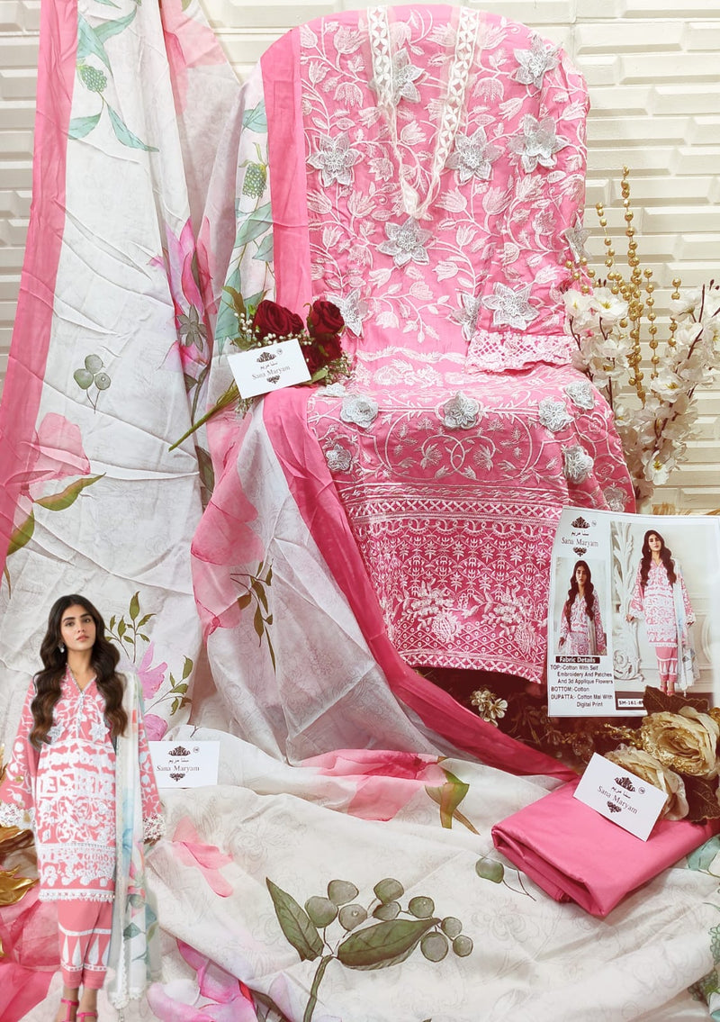 Sana Maryam SM 161 Cotton With Self  Embroidery Fancy Salwar Kameez