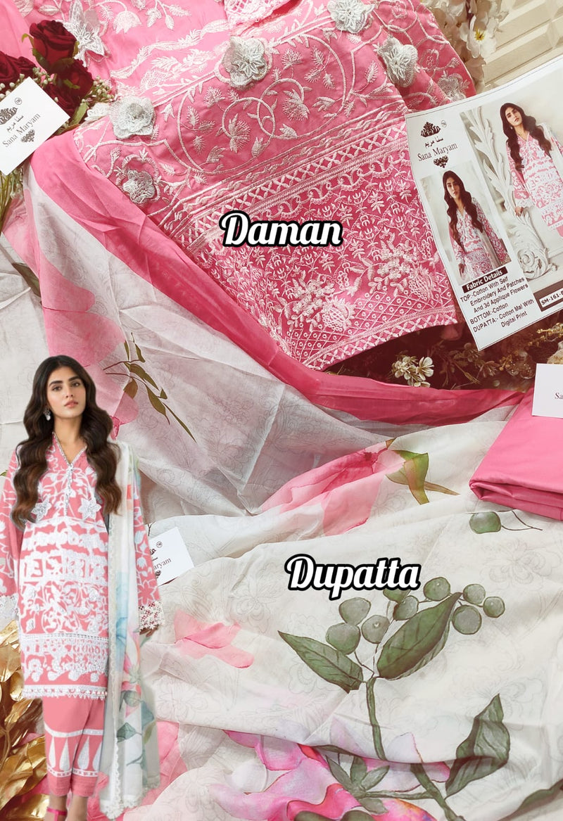 Sana Maryam SM 161 Cotton With Self  Embroidery Fancy Salwar Kameez