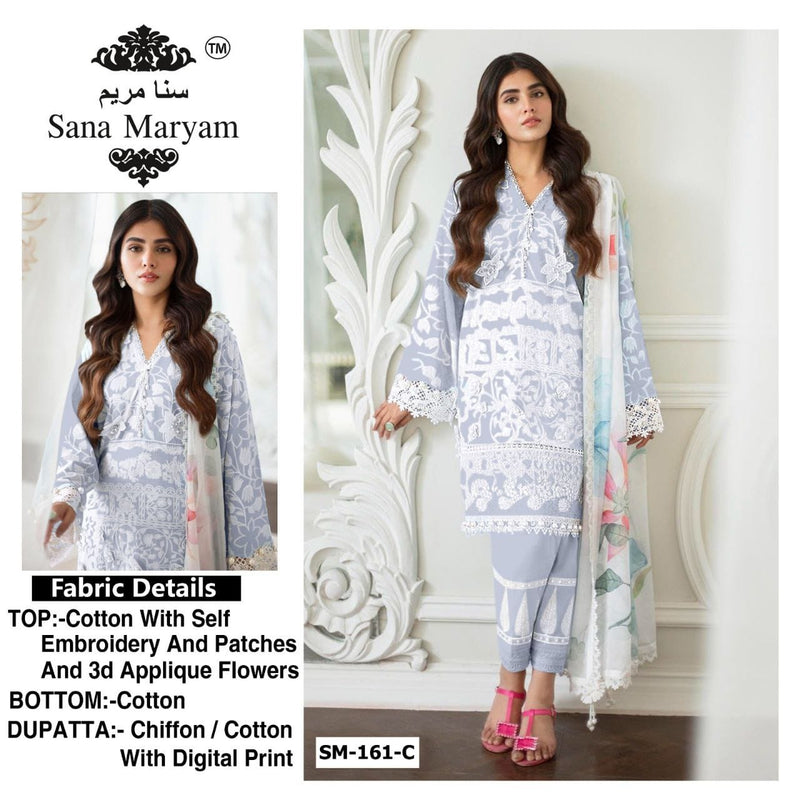 Sana Maryam SM 161 Cotton With Self  Embroidery Fancy Salwar Kameez