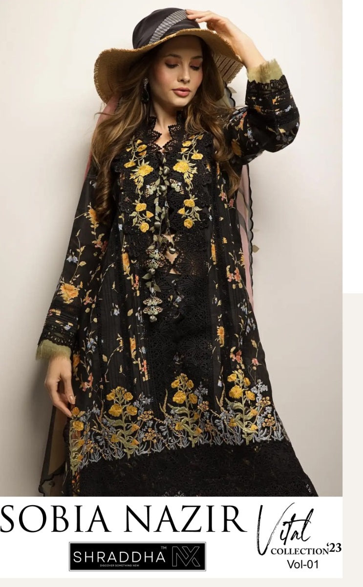 Sharaddha Nx Sobia Nazir Vithal Vol 1 Lawn Cotton Embroidery Salwar Suit