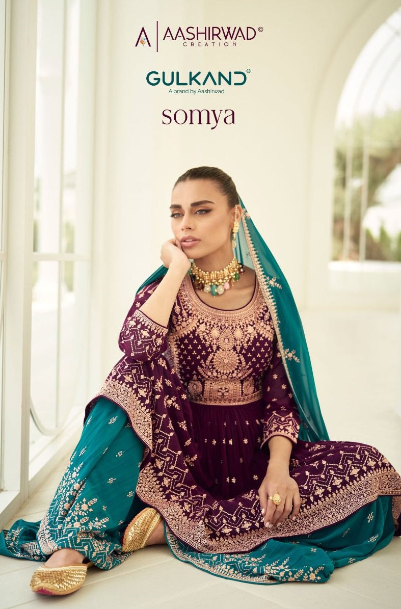 Aashirwad Creation Somya Georgette Heavy Designer Ready Made Suits