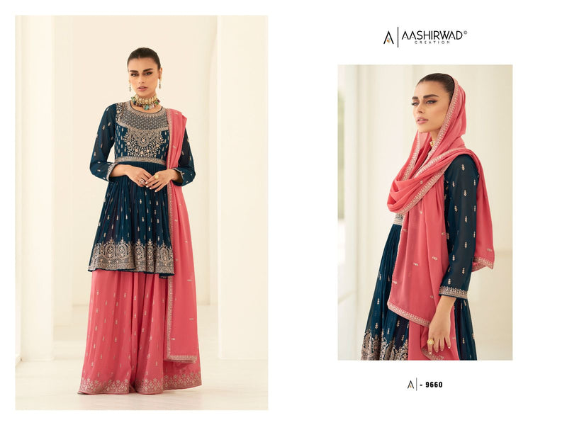 Aashirwad Creation Somya Georgette Heavy Designer Ready Made Suits