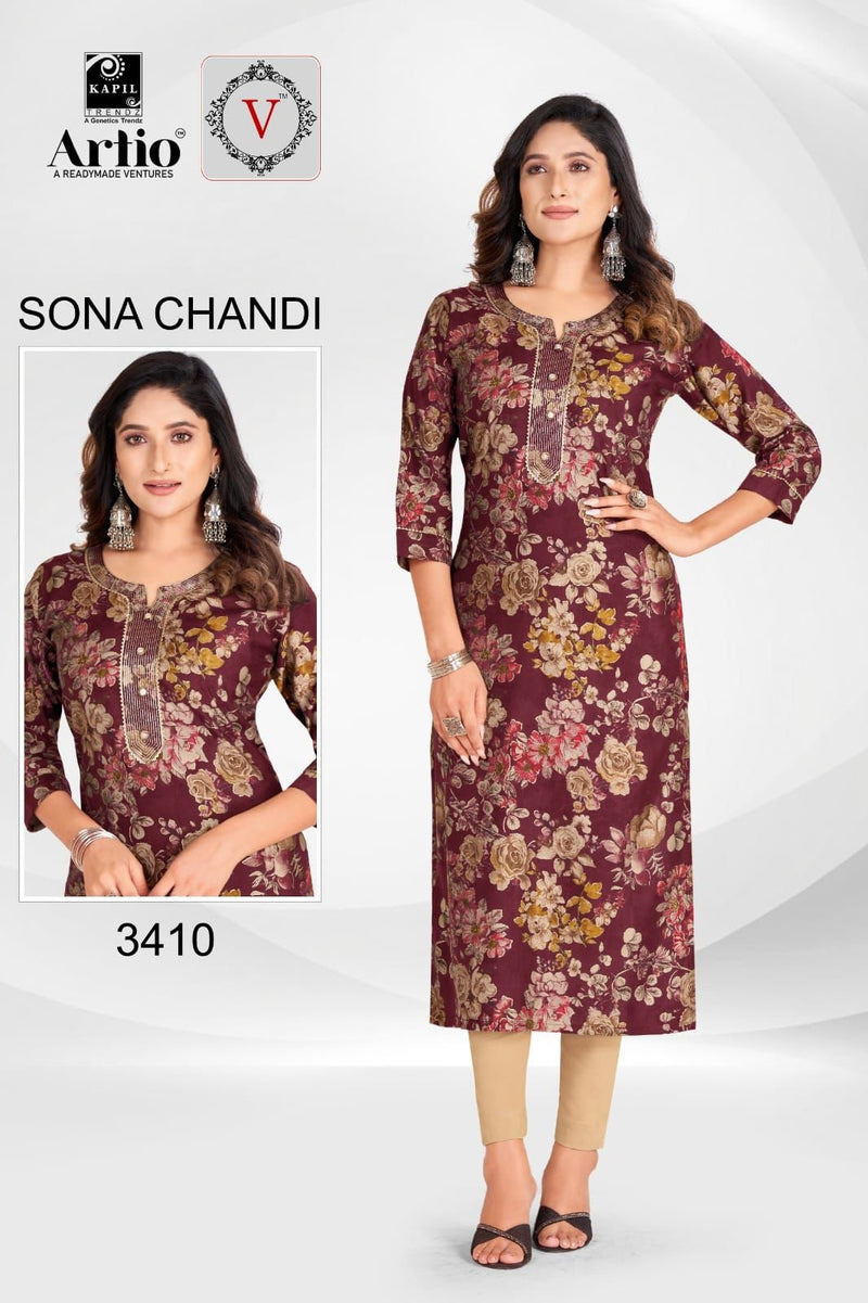 Kapil Trendz Sona Chandi Modal Printed Fancy Kurti Collection