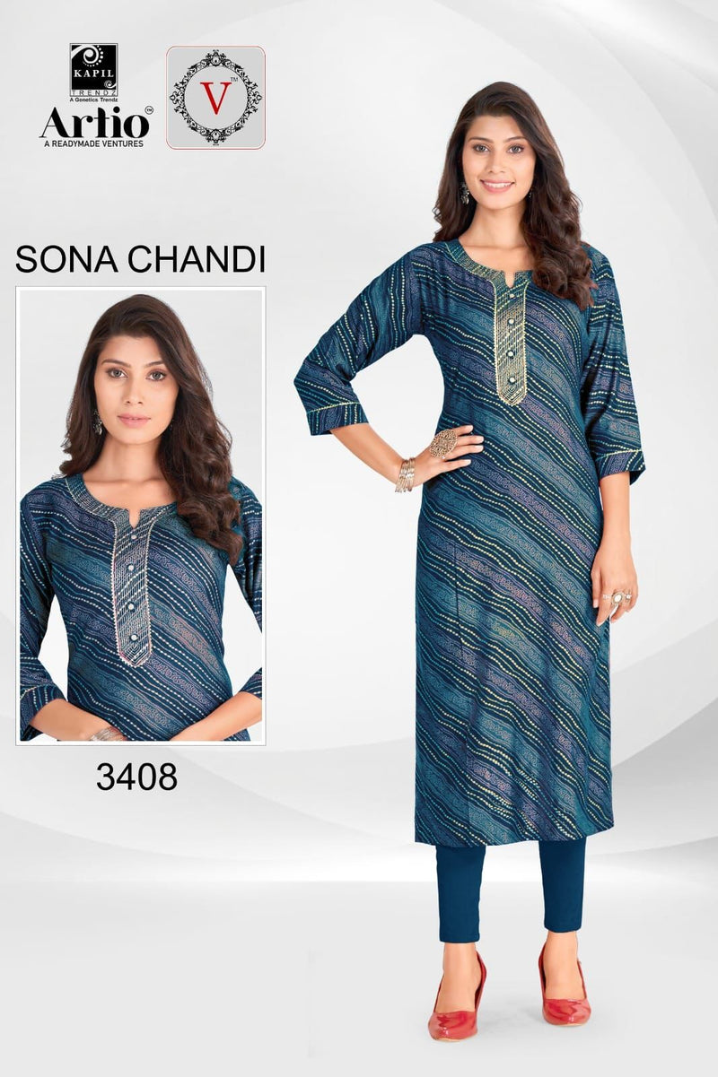 Kapil Trendz Sona Chandi Modal Printed Fancy Kurti Collection