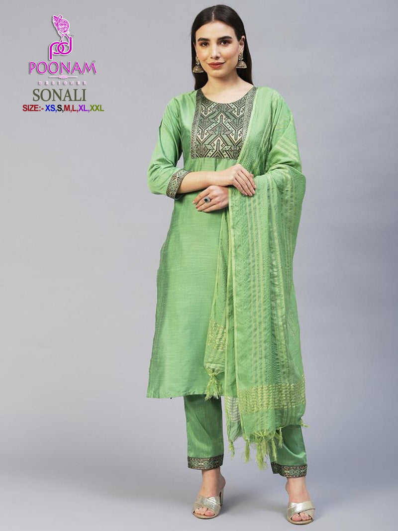 Poonam Designer Sonali Cotton Fancy Banarasi Designer Kurti Combo Set