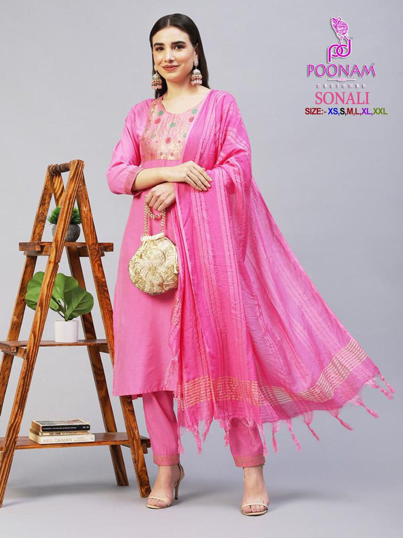Poonam Designer Sonali Cotton Fancy Banarasi Designer Kurti Combo Set