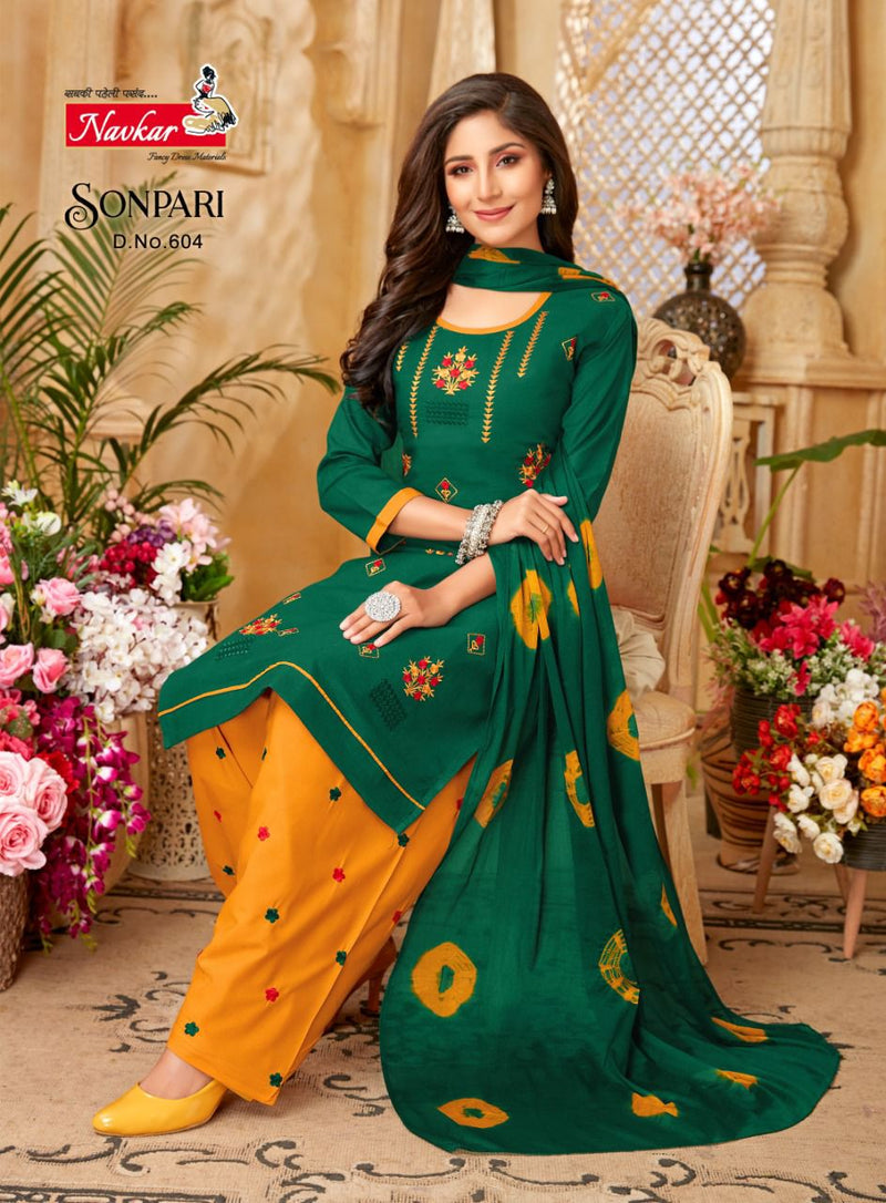 Navkar Sonpari Vol 6 Lawn Cotton Embroidery Work Ready Made Patiyala Suits