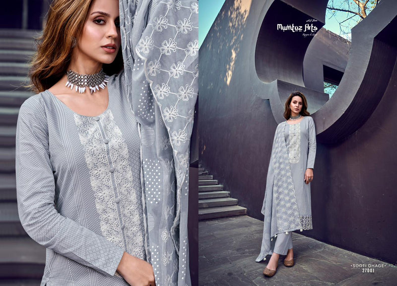 Mumtaz Arts Sooti Dhage Lawn Cotton Digital Prints With Fancy Thered Work Designer Suits