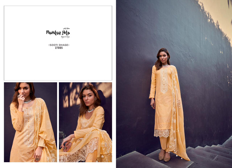 Mumtaz Arts Sooti Dhage Lawn Cotton Digital Prints With Fancy Thered Work Designer Suits