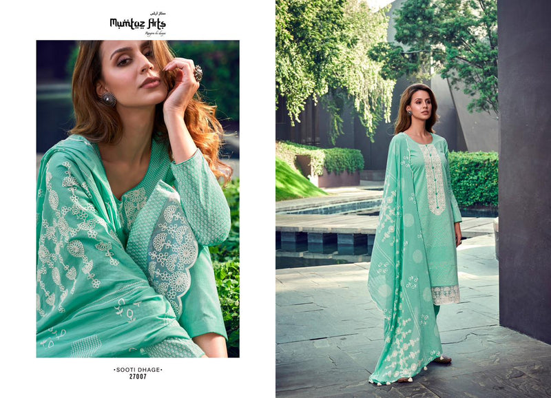 Mumtaz Arts Sooti Dhage Lawn Cotton Digital Prints With Fancy Thered Work Designer Suits