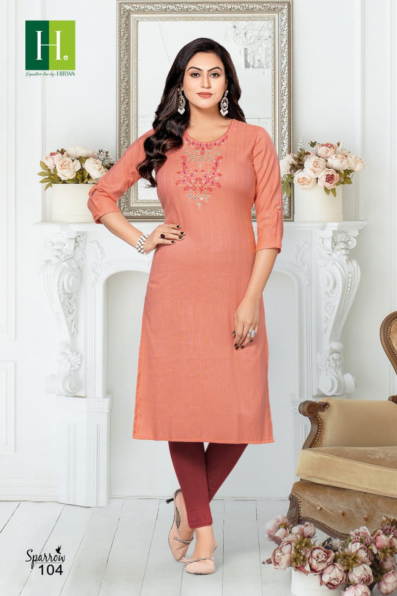 Hirwa Sparrow Rayon Embroidery Work Fancy Long Kurti