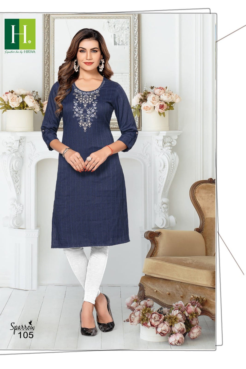 Hirwa Sparrow Rayon Embroidery Work Fancy Long Kurti