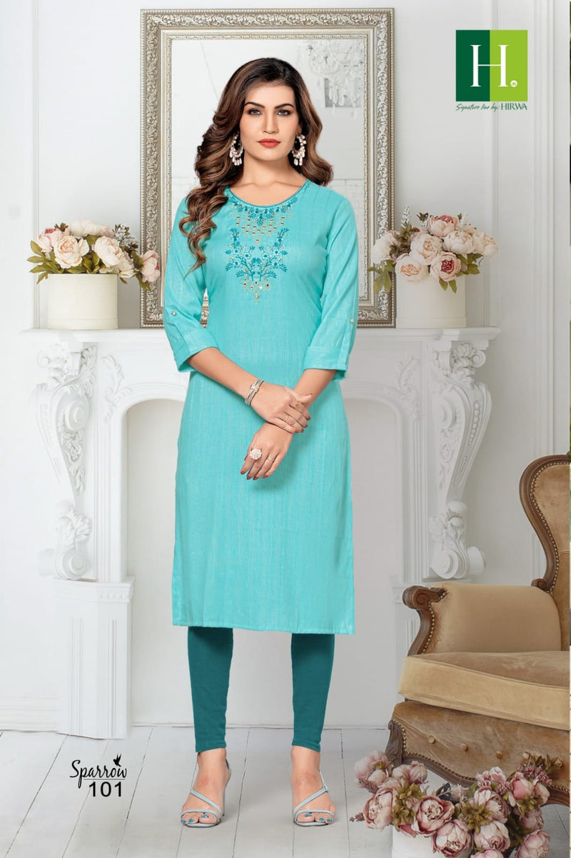 Hirwa Sparrow Rayon Embroidery Work Fancy Long Kurti
