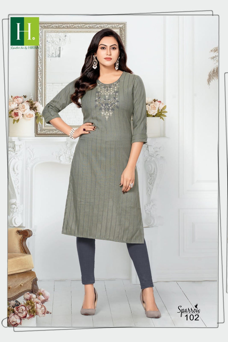 Hirwa Sparrow Rayon Embroidery Work Fancy Long Kurti