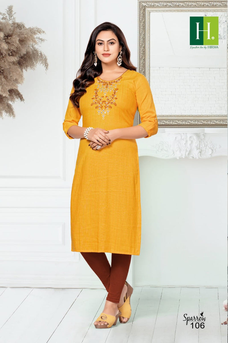 Hirwa Sparrow Rayon Embroidery Work Fancy Long Kurti