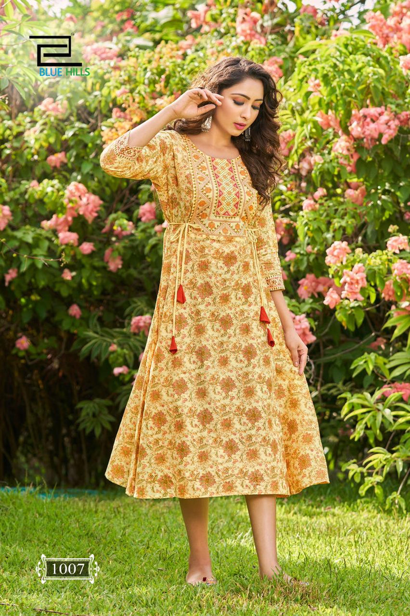 Blue Hills Spicy Vol 1 Cotton Printed Stylish Fancy Partywear Kurti