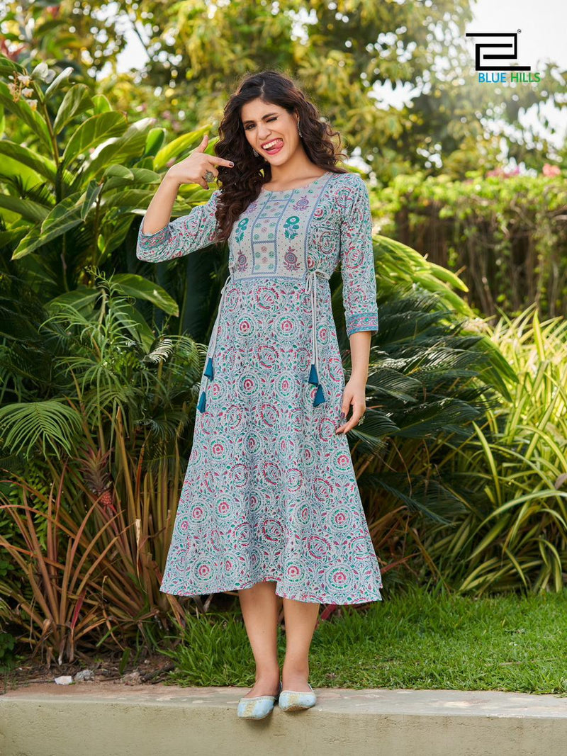 Blue Hills Spicy Vol 1 Cotton Printed Stylish Fancy Partywear Kurti