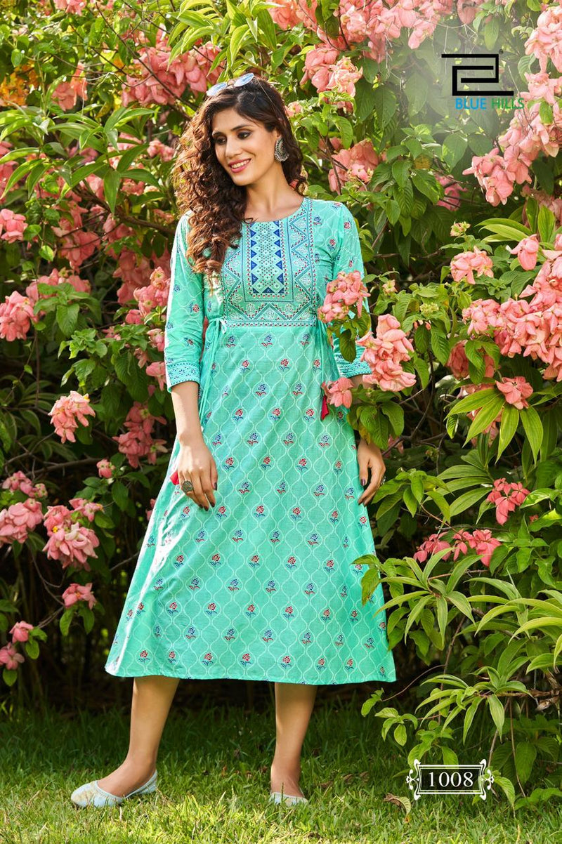 Blue Hills Spicy Vol 1 Cotton Printed Stylish Fancy Partywear Kurti