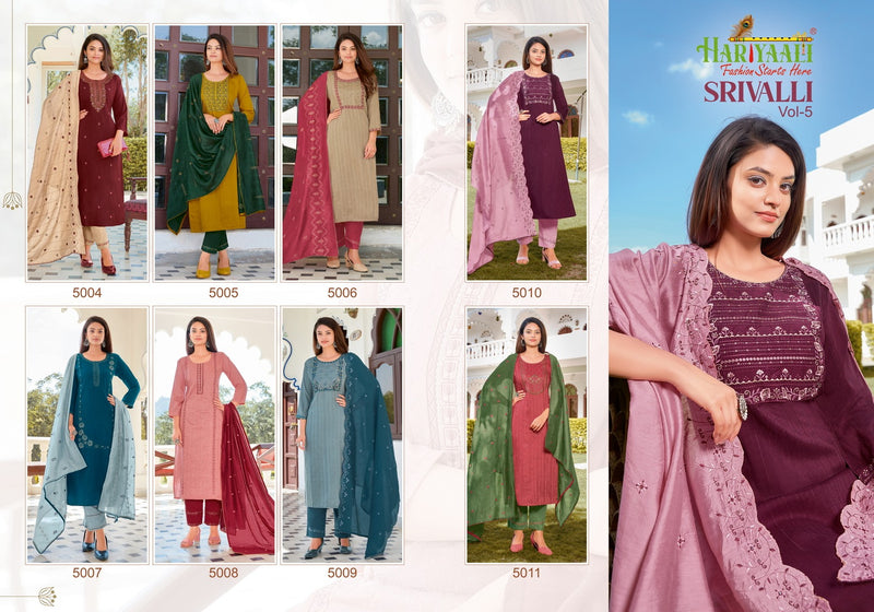 Hariyaali Srivalli Vol 5 Viscose Beautiful Embroidery Designer Kurti Combo Set