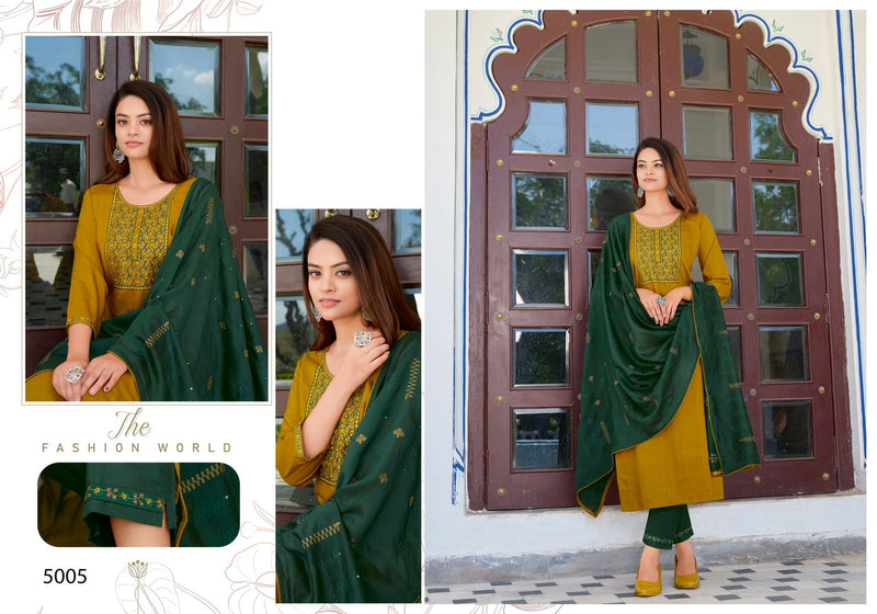 Hariyaali Srivalli Vol 5 Viscose Beautiful Embroidery Designer Kurti Combo Set